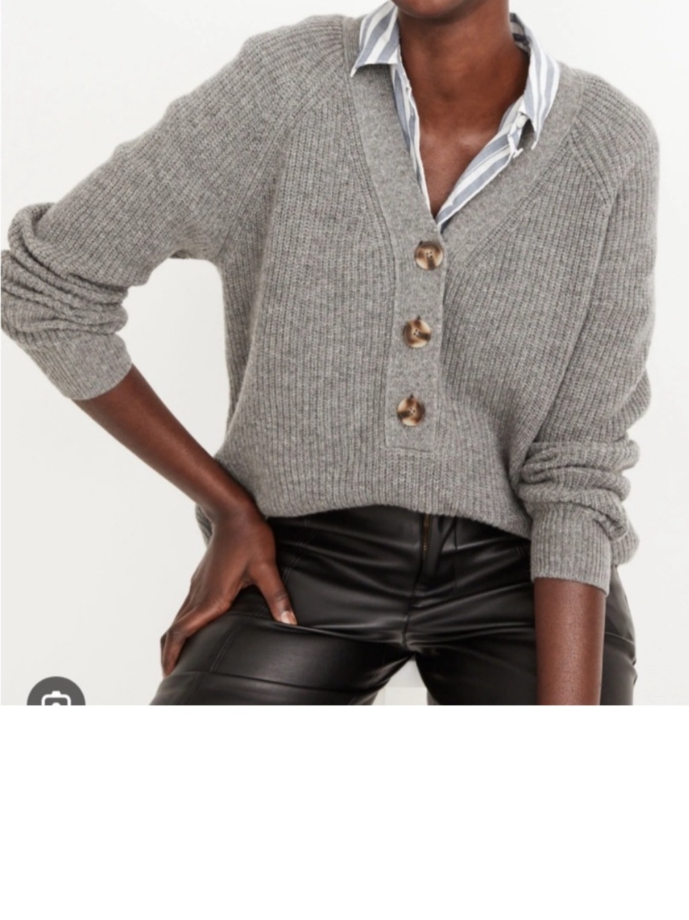 Madewell Ribbed Lyle Henley Sweater Merino Wool small